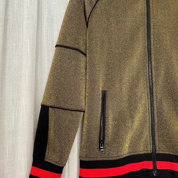 I.N.C Gold Sparkle Shimmer Track Jacket Size S - Picture 3 of 6